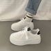Thick Sole Mesh Breathable Casual Single Lace Up Round Head Solid Color Sports Women's Shoe_vogvips.com