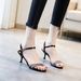 Women's Genuine Leather Summer New Open-Toe Stiletto Fashion Versatile Rhinestone Elegant Sexy High Heels_vogvips.com
