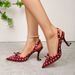 Chuyuji French-style Stiletto Polka Dot Bow Pointed Toe Shallow High-heeled Shoes, Backless Closed-toe Sandals For_vogvips.com