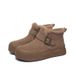 First Layer Cowhide New Fashion Short Snow Boots For Women With Fleece Lining, Winter Non-Slip Slip-On Warm Cotton Shoes_vogvips.com