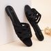 2026 New Flat Rhinestone Slippers For Women, Summer Outdoor Wear, Hollow Design, Light Luxury Vacation Style, Large Size Flat Slide Sandals For Women_vogvips.com