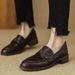 Leather Soft-soled Thick-heeled Loafers Women's Flat-heeled Single Shoes Small Leather Shoes_vogvips.com
