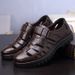 New Men's Genuine Leather Sandals, Hollowed-out, Breathable, Non-slip, Wear-resistant, Casual Korean Style, Suitable For_vogvips.com
