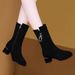 2025 New Over-the-Knee Mid-Calf For Women, Autumn And Winter Fashion, Fleece-Lined, Warm, Suede Leather, Mid-Heel Martin_vogvips.com