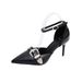 Free Shipping Metal French-style Buckle Strap Sandals, Hot Girl Pointed Toe High Heels, Sexy Single Shoes, European And_vogvips.com
