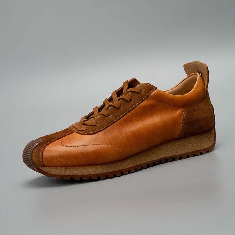 2024 New Autumn Men's Trendy Season Comfortable Brown Versatile Low-top Genuine Leather Agan Shoes_vogvips.com