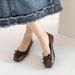 Women's Square Head Bow Single Shoes Spring And Summer French Flat-soled Silver Laden Shoes Light Mouth Bow Women's Shoes_vogvips.com