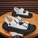 Breathable Men's Outdoor Sandals Hollowed Out Mesh Beach Shoes Lightweight Sports Slippers Comfy Leisure Male Slides_vogvips.com