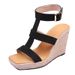 Women's Shoes New Summer Wedge Thick Soled High Heeled One Strap Sandals With Buckles Rope And Straw Woven Sole Large Size Shoes_vogvips.com