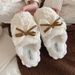 Winter Cotton Wom, Studt Version, Bowknot Thick Sole, Non-Slip, Warm, Home Casual, Versatile Family Slippers For_vogvips.com