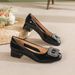 2026 New Spring Women's Single With Rhinestones, Patent Leather, Black, Comfortable, Soft Sole, Commuting, Mid Chunky_vogvips.com