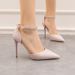 Women S Pumps High Heels Shallow Mouth Pointed Toe Hollow One Word Straps With Shiny Rhinestones Women Wedding_vogvips.com