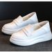 Lazy Loafers Women's Season Shock Absorption Soft Leather Thick Sole Inner Height Increase One Pedal Two Wear White Leather Shoes Single Shoes_vogvips.com