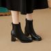 2025 French Style Ankle High Stretch Slim Chunky Heel Platform Single Martin Boots For Women To Pair With Dresses_vogvips.com