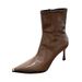 2024 Autumn Pointed Toe Patent Leather Fashion Slimming Short Women's Style Side Zipper Thin High Heel Slim Bare Boots_vogvips.com