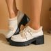 Women's Retro Fleece Lined Mid Heel Loafers Plus Size Furry Cotton Shoes Autumn New_vogvips.com