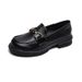 One-pedal Single Shoes Women's British Style Thick-soled Thick-heeled Loafers Soft-soled Small Leather Shoes Women_vogvips.com