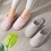 Thick-soled Cotton Slippers With Covered Heels For Autumn And Winter, Non-slip And Warm Home Slippers For Couples, Unisex Closed-toe Slippers, Thickened For Winter_vogvips.com