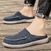 Casual Slip On Mens Shoes Outdoor Walking Comfortable Canvas Slippers Korean Trend Baotou Half Drag Slides Zapatillas_vogvips.com