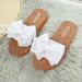 Summer New Leather Black Bowknot With Wedge Heel Beach Travel, White Outdoor Sandals For Girls_vogvips.com