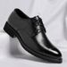 British-style Men's Business Formal Leather Shoes, Low-top, Fashionable, Casual, Lace-up, Black, Direct From The_vogvips.com
