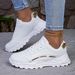 Women's Solid Color Casual Sneaker, Lace-up Lightweight Soft Sole Walking Shoes, Low-Top Comfortable Training Shoes_vogvips.com