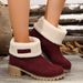 Women Ankle Boots Autumn Winter Short Boots New Autumn Winter Mid Calf Solid Color Chunky Heel Furry Snow Boots Casual Slip On Cotton Shoes_vogvips.com