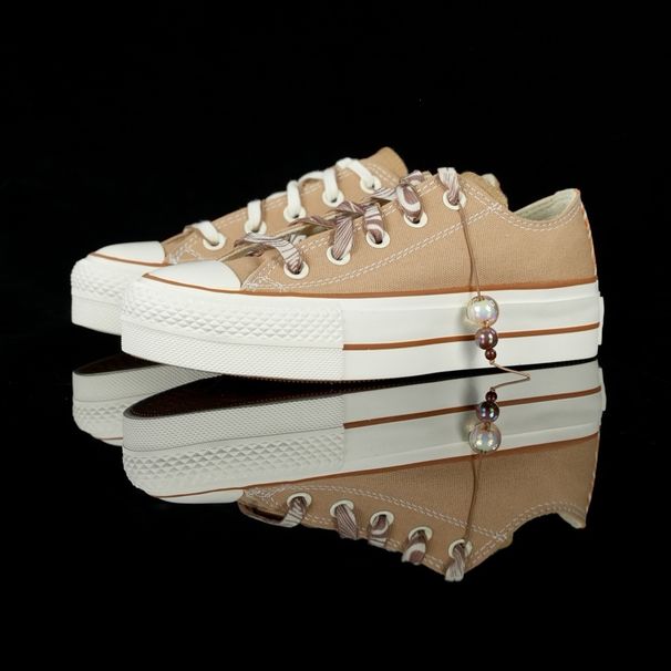All Star Thick-Soled Height-Increasing Low-Top Canvas Shoes For Women In Milk Tea Color, Caramel Macchiato, With A Soft_vogvips.com