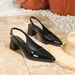 Cross-border Foreign Trade European Size Black Work Pointed Toe High Heels, Chunky Heel Closed-toe Single Shoes, Patent_vogvips.com