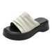 In-stock Wrinkled Bangkok Thick-soled Slide Sandals For Women, New Summer Casual Outdoor Flat Sandals With A Relaxed Feel_vogvips.com