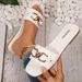 SHLIANG Fashion Women Slippers Lightweight Flat Sandals Metal Decoration Casual Shoes Fashion Chain Slippers Beach Slides Women V0164_vogvips.com