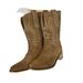 Women’s Shoes Stock Large Size Pointed Toe Chunky Heel Embroidered Sleeve Mid-calf Knight Boots_vogvips.com