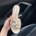 Women's Glam Rhinestone Buckle Chunky Heel Mule Sandals – Open-Toe French-Inspired Summer Slides Mini Sandals Must Sandals_vogvips.com