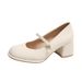French Gentle Evening Breeze Mary Jane High Heels Women's Thick Heel Spring And Autumn With Skirt Small Leather Shoes_vogvips.com