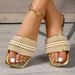 Luxury Dign Pearls Beaded Flat Sandals Summer 2026 Comfortable Soft Sole Square Toe Slippers Women Beach Non Slip_vogvips.com