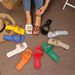 Summer Women's Fashionable Flat Sandals Strappy Design Casual Slip-On With Metal Buckle Multi-Color PU Upper Rubber Sole_vogvips.com