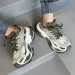 Unisex Beige White Chunky Dad Sneakers Breathable Mesh Upper Non Slip Thick Sole For Street Style Daily Walking_vogvips.com
