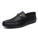 Waterproof Leather Casual One Foot Loafers, Handcrafted Business Low Cut Black British Men's Shoes, Flat Bottomed Thick_vogvips.com