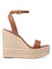 Women's Straw And Cowhide Wedge Sandals Round Toe Thick Sole Buckle Closure New Style Shoes_vogvips.com