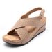 Large Shoes, Summer Women's Wedge Heel Breathable Velcro Thick Soled Hollow Sandals, Large Size_vogvips.com