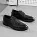 Euro Step 2025 Spring And Autumn New Solid Color Heel British Style Low Top Black Casual Thick Sole Brogue Business Shoes 6151-Q_vogvips.com