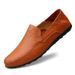 Summer beanie men's leather shoes flat bottom plus size casual shoes men's trendy fashion outdoor business casual lazy shoes men_vogvips.com