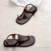 One-Strap Flat For Women 2025 Summer New Soft Leather Post Roman Open Toe Sandals_vogvips.com
