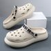 Men's Summer Slippers Outdoor Wear Thick Sole Breathable Non-Slip Closed Toe EVA Sandals Odor Resistant Height Increasing Slip-On Shoes_vogvips.com