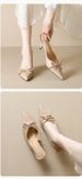 French Pointed High Heels Female Stiletto Fairy Style Bow Bag Head Empty Sandals Female_vogvips.com