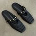 French Retro Style Women's Woven Hollow out Mule Sandals 5 Cm Hidden Wedge Heel Closed Toe Elegant Shoe_vogvips.com