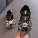 Girls Princess Square Mouth Rhinestone Bow Single Shoe Shoes Show Dance Shoes_vogvips.com