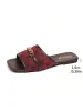 2026s New Women's Plus Size 36 43 Flat With Metal Chain Buckle Print Design Square Open Toe Outdoor Beach Slippers Free_vogvips.com