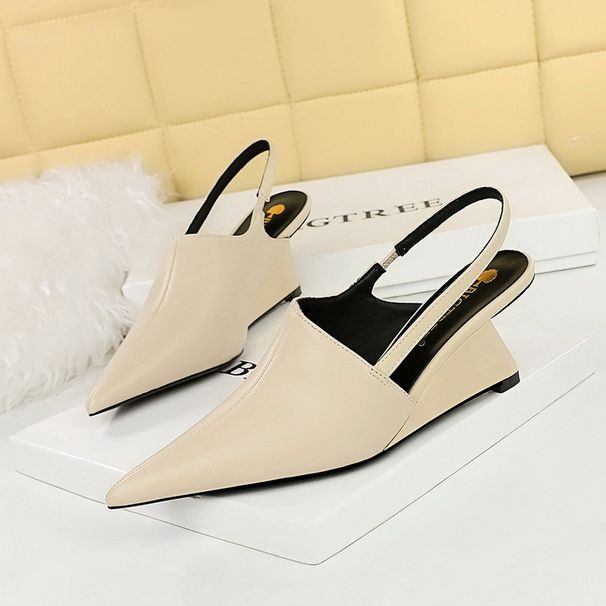 Women's Elegant Retro High Heel Sandals With Hollow-out Design And Ankle Strap - Pointed Toe, Platform Heel, Comfortable PU Upper For Spring & Fall_vogvips.com