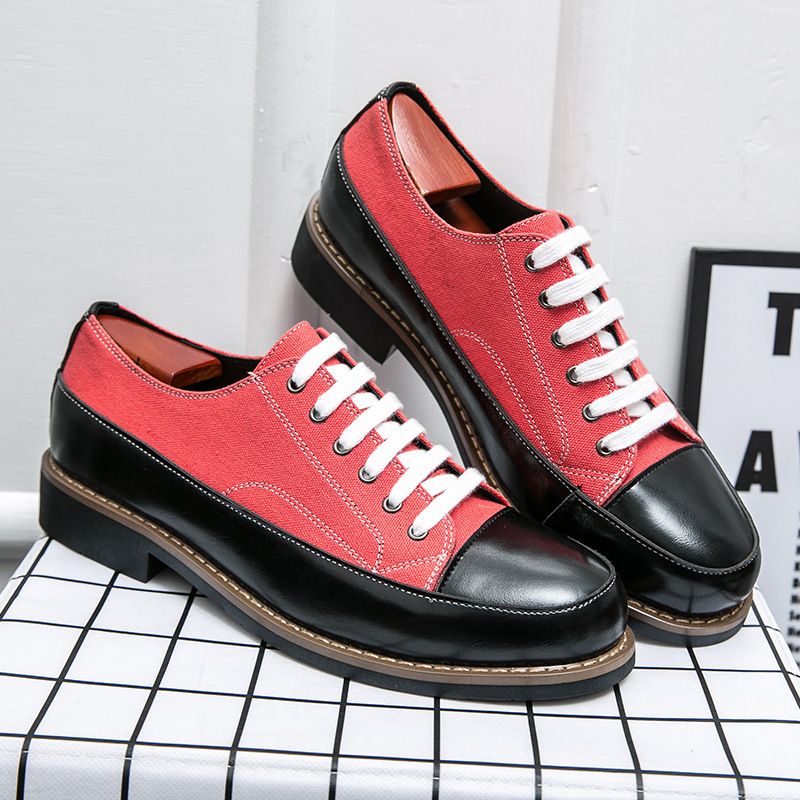 Euro Step Brogue Business Leather Shoes For Men Korean Style Trendy Breathable Hair Stylist Lace-up Casual Loafers Men's Youth_vogvips.com